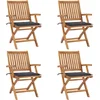 Image de vidaXL - Tuinstoelen - 4 - st - inklapbaar - met - kussens - massief - teakhout