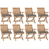 Image de vidaXL - Tuinstoelen - 8 - st - inklapbaar - met - kussens - massief - teakhout