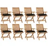 Image de vidaXL - Opklapbare - stoelen - met - kussens, - 8 - stuks, - massief - teakhout