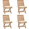 Image de vidaXL - Tuinstoelen - 4 - st - inklapbaar - met - kussens - massief - teakhout