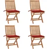 Image de vidaXL - Tuinstoelen - 4 - st - inklapbaar - met - kussens - massief - teakhout