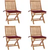 Image de vidaXL - Tuinstoelen - 4 - st - inklapbaar - met - kussens - massief - teakhout