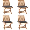 Image de vidaXL - Tuinstoelen - 4 - st - inklapbaar - met - kussens - massief - teakhout