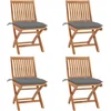 Image de vidaXL - Tuinstoelen - 4 - st - inklapbaar - met - kussens - massief - teakhout