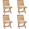 Image de vidaXL - Tuinstoelen - 4 - st - inklapbaar - met - kussens - massief - teakhout