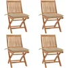 Image de vidaXL - Tuinstoelen - 4 - st - inklapbaar - met - kussens - massief - teakhout