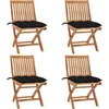 Image de vidaXL - Tuinstoelen - 4 - st - inklapbaar - met - kussens - massief - teakhout