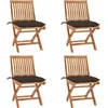 Image de vidaXL - Tuinstoelen - 4 - st - inklapbaar - met - kussens - massief - teakhout