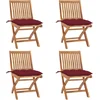 Image de vidaXL - Tuinstoelen - 4 - st - inklapbaar - met - kussens - massief - teakhout