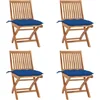 Image de vidaXL - Tuinstoelen - 4 - st - inklapbaar - met - kussens - massief - teakhout