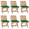 Image de vidaXL - Tuinstoelen - 6 - st - inklapbaar - met - kussens - massief - teakhout