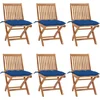Image de vidaXL - Tuinstoelen - 6 - st - inklapbaar - met - kussens - massief - teakhout