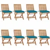 Image de vidaXL - Tuinstoelen - 8 - st - inklapbaar - met - kussens - massief - teakhout