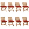 Image de vidaXL - Opklapbare - stoelen - met - kussens, - 8 - stuks, - massief - teakhout