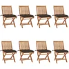 Image de vidaXL - Tuinstoelen - 8 - st - inklapbaar - met - kussens - massief - teakhout