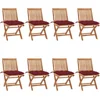 Image de vidaXL - Tuinstoelen - 8 - st - inklapbaar - met - kussens - massief - teakhout