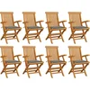 Image de vidaXL - Tuinstoelen - 8 - st - met - grijze - kussens - massief - teakhout