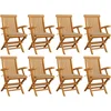 Image de vidaXL - Tuinstoelen - 8 - st - met - beige - kussens - massief - teakhout