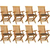 Image de vidaXL - Tuinstoelen - 8 - st - met - taupe - kussens - massief - teakhout