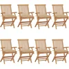 Image de vidaXL - Tuinstoelen - 8 - st - met - beige - kussens - massief - teakhout