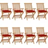 Image de vidaXL - Tuinstoelen - 8 - st - met - rode - kussens - massief - teakhout
