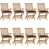 Image de vidaXL - Tuinstoelen - 8 - st - met - taupe - kussens - massief - teakhout