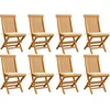 Image de vidaXL - Tuinstoelen - 8 - st - met - crèmekleurige - kussens - massief - teakhout