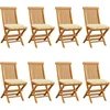 Image de vidaXL - Tuinstoelen - 8 - st - met - crèmewitte - kussens - massief - teakhout