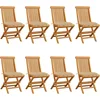 Image de vidaXL - Tuinstoelen - 8 - st - met - beige - kussens - massief - teakhout