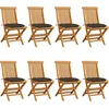 Image de vidaXL - Tuinstoelen - 8 - st - met - taupe - kussens - massief - teakhout