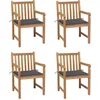 Image de vidaXL - Tuinstoelen - 4 - st - met - antracietkleurige - kussens - massief - teakhout