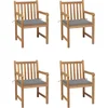Image de vidaXL - Tuinstoelen - 4 - st - met - grijze - kussens - massief - teakhout