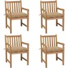 Image de vidaXL - Tuinstoelen - 4 - st - met - beige - kussens - massief - teakhout