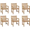Image de vidaXL - Tuinstoelen - 6 - st - met - beige - kussens - massief - teakhout