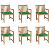 Image de vidaXL - Tuinstoelen - 6 - st - met - groene - kussens - massief - teakhout