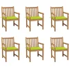 Image de vidaXL - Tuinstoelen - 6 - st - met - heldergroene - kussens - massief - teakhout