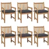 Image de vidaXL - Tuinstoelen - 6 - st - met - antracietkleurige - kussens - massief - teakhout