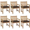 Image de vidaXL - Tuinstoelen - 6 - st - met - taupe - kussens - massief - teakhout