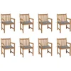 Image de vidaXL - Tuinstoelen - 8 - st - met - grijze - kussens - massief - teakhout