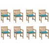 Image de vidaXL-Tuinstoelen-8-st-met-blauwe-kussens-massief-teakhout