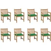 Image de vidaXL - Tuinstoelen - 8 - st - met - groene - kussens - massief - teakhout