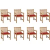 Image de vidaXL - Tuinstoelen - 8 - st - met - rode - kussens - massief - teakhout