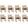Image de vidaXL - Tuinstoelen - 8 - st - met - zwarte - kussens - massief - teakhout