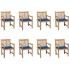 Image de vidaXL - Tuinstoelen - 8 - st - met - koningsblauwe - kussens - massief - teakhout