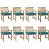 Image de vidaXL - Tuinstoelen - 8 - st - met - lichtblauwe - kussens - massief - teakhout