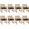 Image de vidaXL - Tuinstoelen - 8 - st - met - zwarte - kussens - massief - teakhout