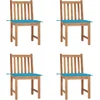 Image de vidaXL - Tuinstoelen - 4 - st - met - kussens - massief - teakhout