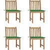 Image de vidaXL - Tuinstoelen - 4 - st - met - kussens - massief - teakhout