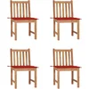 Image de vidaXL - Tuinstoelen - 4 - st - met - kussens - massief - teakhout