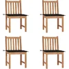 Image de vidaXL - Tuinstoelen - 4 - st - met - kussens - massief - teakhout